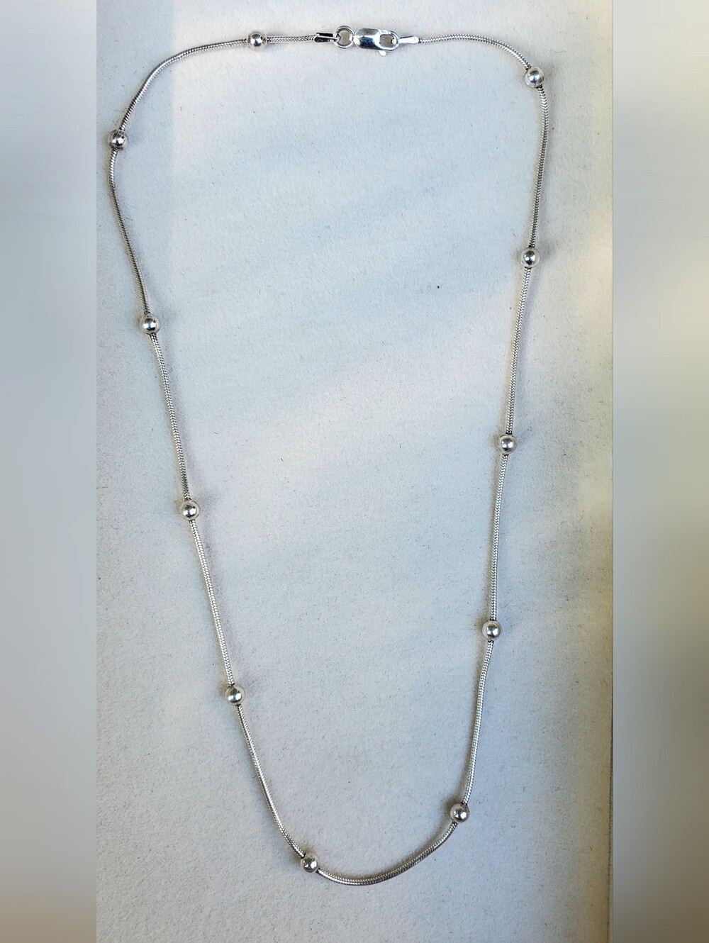 Italian Sterling Bead Station Necklace - Silver